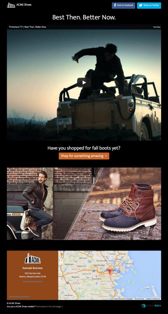 Timberland Example Campaign Landing Page Design