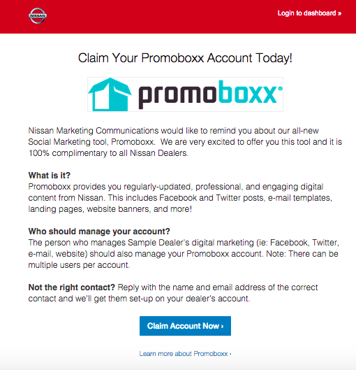 promoboxx nissan invite screen