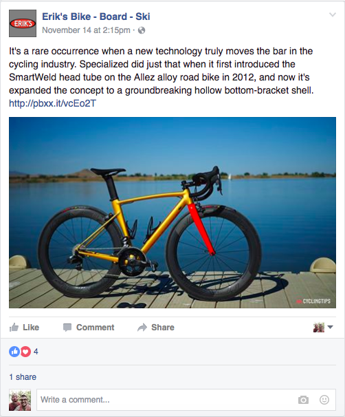 erik's specialized facebook post